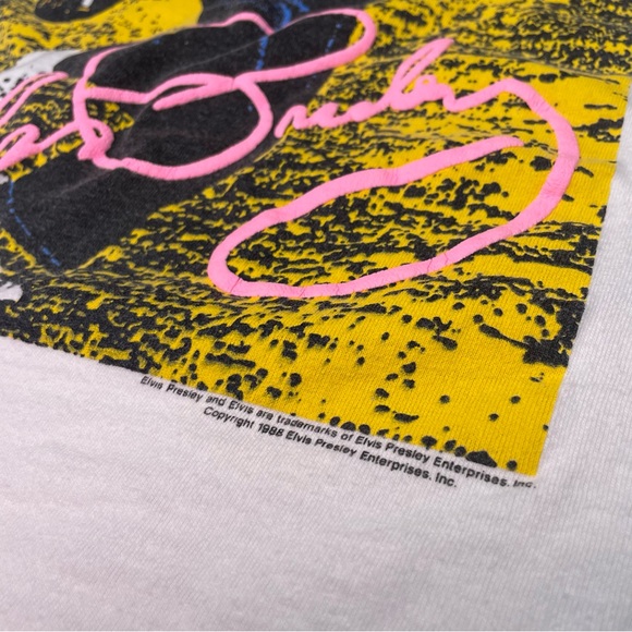 Vintage 1988 Elvis Presley T-Shirt Football Signature Puff Print USA XL RARE - Picture 4 of 13